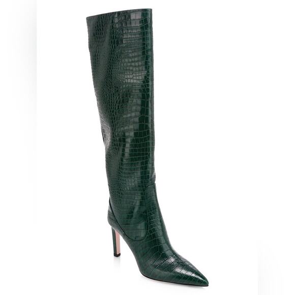 Jimmy Choo Mavis 100 Boots Green Croc Embossed Leather boots size 6 - Picture 5 of 10